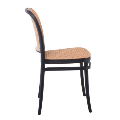 FLORENCE Καρέκλα PP Μαύρο, PP Rattan Μπεζ, Στοιβαζόμενη 41x41x83cm/Ε387,2 FLORENCE Καρέκλα PP Μαύρο, PP Rattan Μπεζ, Στοιβαζόμενη 41x41x83cm/Ε387,2