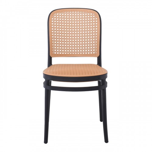 FLORENCE Καρέκλα PP Μαύρο, PP Rattan Μπεζ Στοιβαζόμενη 41x41x83cm/Ε387,2 Εξωτερικού Χώρου FLORENCE Καρέκλα PP Μαύρο, PP Rattan Μπεζ Στοιβαζόμενη 41x41x83cm/Ε387,2 Εξωτερικού Χώρου