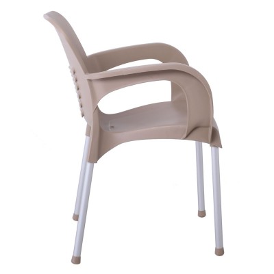 LARA-II Πολυθρόνα Dining Στοιβαζόμενη, ALU Silver, PP Tortora 60x59x81cm/Ε306,91 LARA-II Πολυθρόνα Dining Στοιβαζόμενη, ALU Silver, PP Tortora 60x59x81cm/Ε306,91