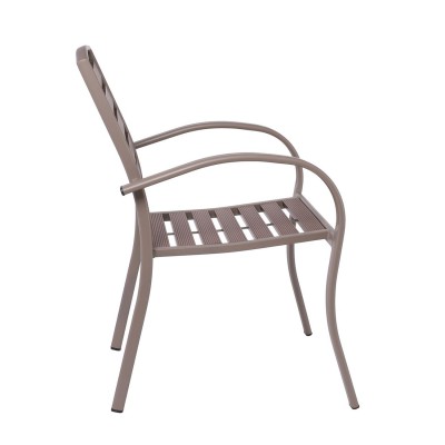 SERRANO Πολυθρόνα Κήπου Μέταλλο Βαφή Sand Beige, Polywood Καρυδί, Στοιβαζόμενη 56x64x88cm/Ε6892,1 SERRANO Πολυθρόνα Κήπου Μέταλλο Βαφή Sand Beige, Polywood Καρυδί, Στοιβαζόμενη 56x64x88cm/Ε6892,1