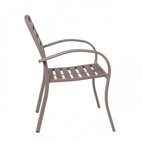 SERRANO Πολυθρόνα Κήπου Μέταλλο Βαφή Sand Beige, Polywood Καρυδί, Στοιβαζόμενη 56x64x88cm/Ε6892,1 SERRANO Πολυθρόνα Κήπου Μέταλλο Βαφή Sand Beige, Polywood Καρυδί, Στοιβαζόμενη 56x64x88cm/Ε6892,1