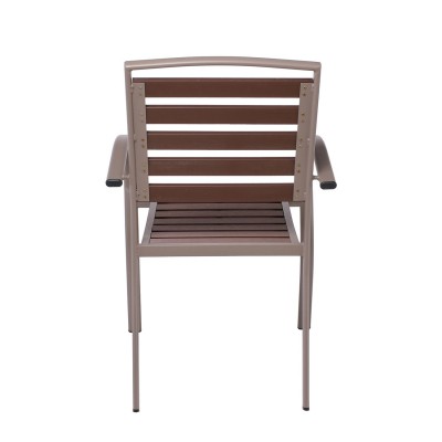 SERRANO Πολυθρόνα Κήπου Μέταλλο Βαφή Sand Beige, Polywood Καρυδί, Στοιβαζόμενη 56x64x88cm/Ε6892,1 SERRANO Πολυθρόνα Κήπου Μέταλλο Βαφή Sand Beige, Polywood Καρυδί, Στοιβαζόμενη 56x64x88cm/Ε6892,1
