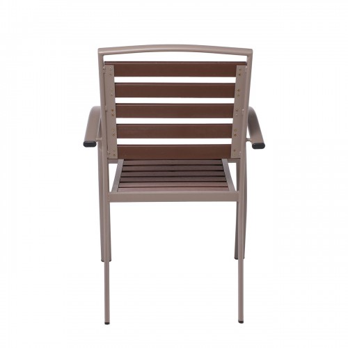 SERRANO Πολυθρόνα Κήπου Μέταλλο Βαφή Sand Beige, Polywood Καρυδί, Στοιβαζόμενη 56x64x88cm/Ε6892,1 SERRANO Πολυθρόνα Κήπου Μέταλλο Βαφή Sand Beige, Polywood Καρυδί, Στοιβαζόμενη 56x64x88cm/Ε6892,1