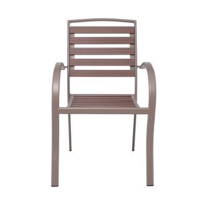 SERRANO Πολυθρόνα Κήπου Μέταλλο Βαφή Sand Beige, Polywood Καρυδί, Στοιβαζόμενη 56x64x88cm/Ε6892,1 SERRANO Πολυθρόνα Κήπου Μέταλλο Βαφή Sand Beige, Polywood Καρυδί, Στοιβαζόμενη 56x64x88cm/Ε6892,1