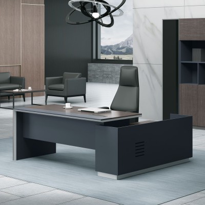 ADVANCE Γραφείο Αριστερή Γωνία Σκούρο Καρυδί - Sky Grey 180x80/160x40 (H.75)cm/ΕΟ819,L