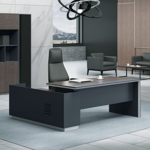 ADVANCE Γραφείο Δεξιά Γωνία Σκούρο Καρυδί - Γκρι 180x80/160x40 (H.75)cm/ΕΟ819,R Έπιπλα Γραφείου