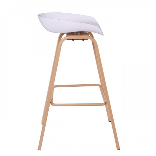 PENT Σκαμπό Bar, Μέταλλο Βαφή Φυσικό, PP Άσπρο 42x52x74cm/ΕΜ1531,1 Τραπεζαρία