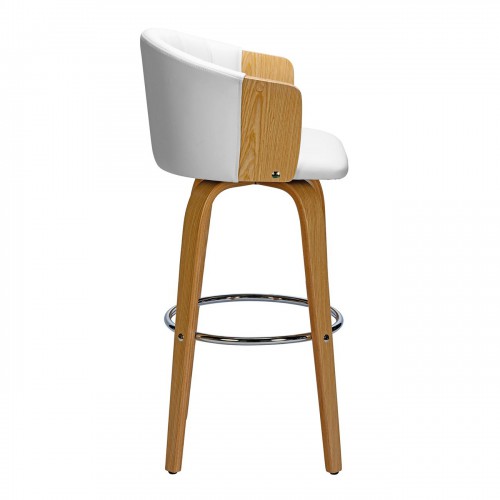 ENZO Σκαμπό Bar Φυσικό, Pu Άσπρο 49x49x76/107cm/Ε7519,2 Τραπεζαρία