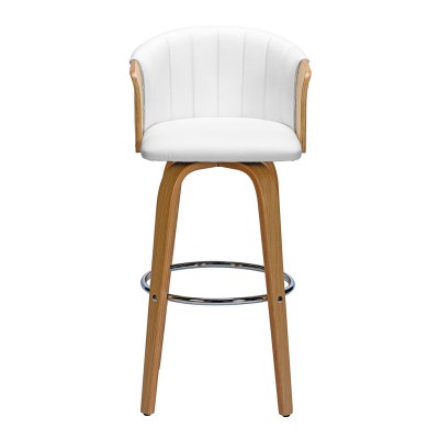 ENZO Σκαμπό Bar Φυσικό, Pu Άσπρο 49x49x76/107cm/Ε7519,2 Τραπεζαρία