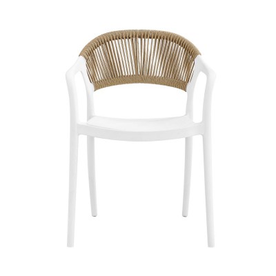 DONNA Πολυθρόνα Στοιβαζόμενη, PP-UV Άσπρο, Rope Wicker Φυσικό 56x54x81cm/Ε3150,1 Εξωτερικού Χώρου DONNA Πολυθρόνα Στοιβαζόμενη, PP-UV Άσπρο, Rope Wicker Φυσικό 56x54x81cm/Ε3150,1 Εξωτερικού Χώρου