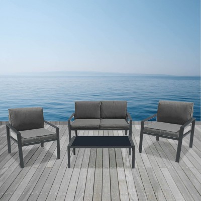 RIVIAN Set Σαλόνι Κήπου 4τεμ, Μέταλλο Βαφή Ανθρακί, Μαξιλάρια Γκρι 90x50x35/120x79x73/65x79x73 cm/Ε6846 RIVIAN Set Σαλόνι Κήπου 4τεμ, Μέταλλο Βαφή Ανθρακί, Μαξιλάρια Γκρι 90x50x35/120x79x73/65x79x73 cm/Ε6846