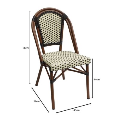 PARIS Καρέκλα Bistro Αλουμίνιο Καρυδί, Wicker Μπεζ - Καφέ, Στοιβαζόμενη 46x54x88cm/Ε291,6