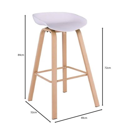 PENT Σκαμπό Bar, Μέταλλο Βαφή Φυσικό, PP Άσπρο 42x52x74cm/ΕΜ1531,1 Τραπεζαρία