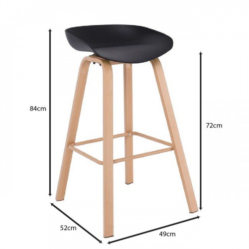 PENT Σκαμπό Bar, Μέταλλο Βαφή Φυσικό, PP Μαύρο 42x52x74cm/ΕΜ1531,2 Τραπεζαρία