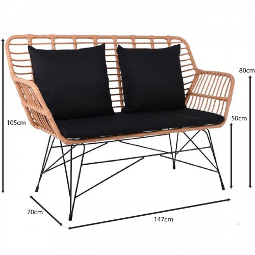 SALSA Living Καναπές Κήπου 2Θέσιος, Μέταλλο Βαφή Μαύρο, Wicker Φυσικό, Μαξιλάρια Μαύρο 147x70x105cm/Ε285,Κ Εξωτερικού Χώρου SALSA Living Καναπές Κήπου 2Θέσιος, Μέταλλο Βαφή Μαύρο, Wicker Φυσικό, Μαξιλάρια Μαύρο 147x70x105cm/Ε285,Κ Εξωτερικού Χώρου
