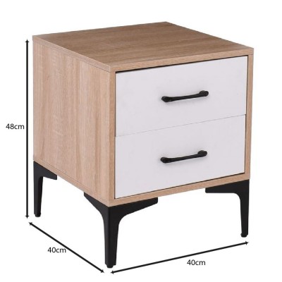 MERRANO Κομοδίνο με 2 Συρτάρια Απόχρωση Sonoma-Άσπρο 40x40x48cm/Ε7420,3 MERRANO Κομοδίνο με 2 Συρτάρια Απόχρωση Sonoma-Άσπρο 40x40x48cm/Ε7420,3