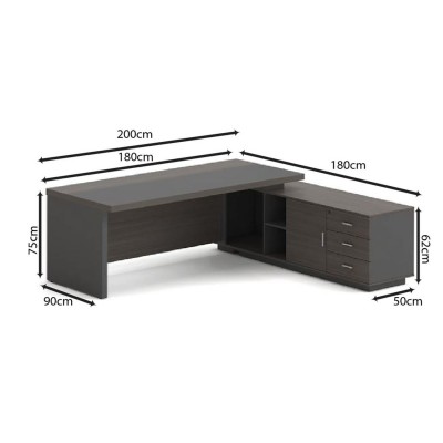 VIP Γραφείο Δεξιά Γωνία, Απόχρωση Grey Walnut 200x180x75cm/ΕΟ929,R Έπιπλα Γραφείου VIP Γραφείο Δεξιά Γωνία, Απόχρωση Grey Walnut 200x180x75cm/ΕΟ929,R Έπιπλα Γραφείου