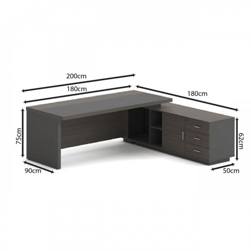 VIP Γραφείο Δεξιά Γωνία, Απόχρωση Grey Walnut 200x180x75cm/ΕΟ929,R Έπιπλα Γραφείου VIP Γραφείο Δεξιά Γωνία, Απόχρωση Grey Walnut 200x180x75cm/ΕΟ929,R Έπιπλα Γραφείου