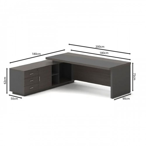 VIP Γραφείο Αριστερή Γωνία, Απόχρωση Grey Walnut 180x90x75/180x50x62 cm/ΕΟ929,L VIP Γραφείο Αριστερή Γωνία, Απόχρωση Grey Walnut 180x90x75/180x50x62 cm/ΕΟ929,L