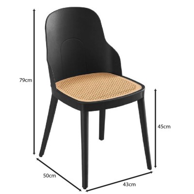 MELINA Καρέκλα PP Μαύρο, PP Rattan Μπεζ 45x50x79cm/Ε3861,1 MELINA Καρέκλα PP Μαύρο, PP Rattan Μπεζ 45x50x79cm/Ε3861,1