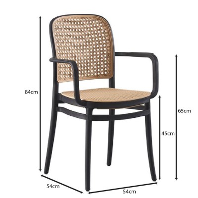 FLORENCE Πολυθρόνα PP Μαύρο, PP Rattan Μπεζ, Στοιβαζόμενη 54x54x84cm/Ε387,20 Εξωτερικού Χώρου FLORENCE Πολυθρόνα PP Μαύρο, PP Rattan Μπεζ, Στοιβαζόμενη 54x54x84cm/Ε387,20 Εξωτερικού Χώρου