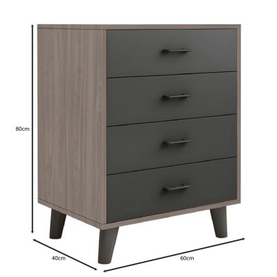 VANITY Συρταριέρα, με 4 Συρτάρια, Απόχρωση Sonoma Oak-Grey 60x40x80cm/Ε7370,1 VANITY Συρταριέρα, με 4 Συρτάρια, Απόχρωση Sonoma Oak-Grey 60x40x80cm/Ε7370,1