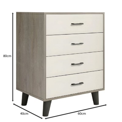 VANITY Συρταριέρα, με 4 Συρτάρια, Απόχρωση Sonoma Oak-Cream 60x40x80cm/Ε7370,3 VANITY Συρταριέρα, με 4 Συρτάρια, Απόχρωση Sonoma Oak-Cream 60x40x80cm/Ε7370,3