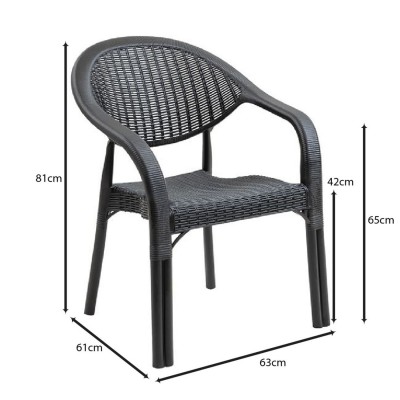 BAMBOO Pro Πολυθρόνα Κήπου - Βεράντας Στοιβαζόμενη, PP-UV (Rattan Look) Ανθρακί 63x61x81cm/Ε3032,3 BAMBOO Pro Πολυθρόνα Κήπου - Βεράντας Στοιβαζόμενη, PP-UV (Rattan Look) Ανθρακί 63x61x81cm/Ε3032,3