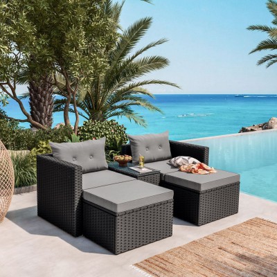 JAKARTA Set Σαλόνι Κήπου K/D, Πολυμορφικό 5τ, Μέταλλο-Wicker Μαύρο, Μαξιλάρια Γκρι 2 Πολυθρ+2 Σκαμπό+1 Τραπεζάκι/Ε6624,1 JAKARTA Set Σαλόνι Κήπου K/D, Πολυμορφικό 5τ, Μέταλλο-Wicker Μαύρο, Μαξιλάρια Γκρι 2 Πολυθρ+2 Σκαμπό+1 Τραπεζάκι/Ε6624,1