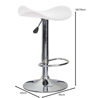 ΣΕΤ SADDLE Σκαμπό BAR, Βάση Χρώμιο, Pvc Άσπρο, Ρύθμιση Ύψους, Περιστρεφόμενο 45x43x58/64-79/85cm/ΕΜ100,5 ΣΕΤ SADDLE Σκαμπό BAR, Βάση Χρώμιο, Pvc Άσπρο, Ρύθμιση Ύψους, Περιστρεφόμενο 45x43x58/64-79/85cm/ΕΜ100,5