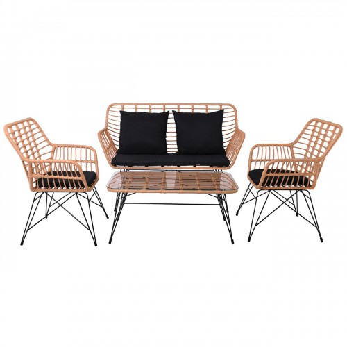 SALSA MAX Living Set Κήπου 4 τεμαχίων, Μέταλλο Βαφή Μαύρο, Wicker Φυσικό, Μαξιλάρια Μαύρο 106x55x45-147x70x105-65x67x96/Ε285,S Εξωτερικού Χώρου SALSA MAX Living Set Κήπου 4 τεμαχίων, Μέταλλο Βαφή Μαύρο, Wicker Φυσικό, Μαξιλάρια Μαύρο 106x55x45-147x70x105-65x67x96/Ε285,S Εξωτερικού Χώρου