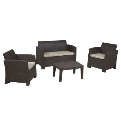 SAVANNA Set Σαλόνι Κήπου Βεράντας K/D, PP-UV Καφέ Μαξιλάρια Grey-White Table+Sofa 2Seater+2 Armchairs/Ε352,2 SAVANNA Set Σαλόνι Κήπου Βεράντας K/D, PP-UV Καφέ Μαξιλάρια Grey-White Table+Sofa 2Seater+2 Armchairs/Ε352,2