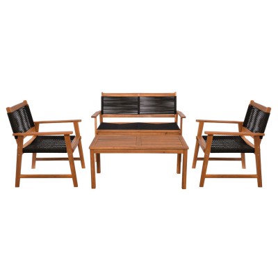 SPRING Set Σαλόνι Κήπου Ακακία Φυσικό, Wicker Μαύρο: Τραπέζι + Καναπέ 2Θέσιο + 2 Πολυθρόνες 100x50x45/120x68x84/67x65x84cm/Ε235,1 SPRING Set Σαλόνι Κήπου Ακακία Φυσικό, Wicker Μαύρο: Τραπέζι + Καναπέ 2Θέσιο + 2 Πολυθρόνες 100x50x45/120x68x84/67x65x84cm/Ε235,1
