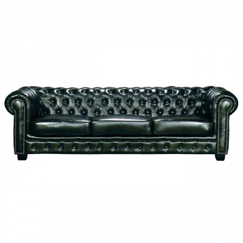 CHESTERFIELD Birmingham Καναπές 4Θέσιος Σαλονιού Καθιστικού, Δέρμα AntiqueGreen 241x92x74cm/Ε9574,43 Σαλόνι