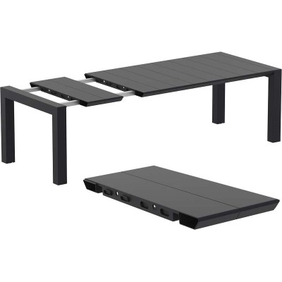 VEGAS BLACK 100X180/220Χ75εκ. ΕΠΕΚΤ.ΤΡΑΠΕΖΙ ΠΟΛ/ΝΙΟΥ Εξωτερικού Χώρου