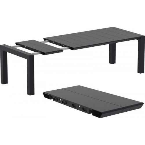VEGAS BLACK 100X180/220Χ75εκ. ΕΠΕΚΤ.ΤΡΑΠΕΖΙ ΠΟΛ/ΝΙΟΥ Εξωτερικού Χώρου