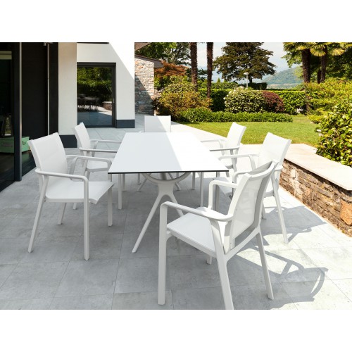 Σετ Τραπεζαρίας 7τμχ Air Pacific White 180X90X74εκ. Εξωτερικού Χώρου