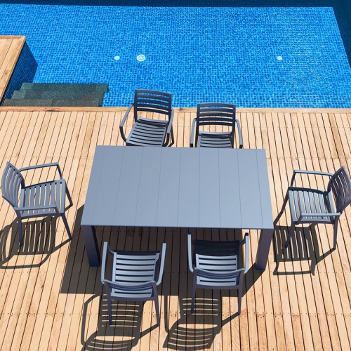 Σετ Τραπεζαρίας 7τμχ Vegas Artemis Dark Grey 100X180/220Χ75εκ. Εξωτερικού Χώρου