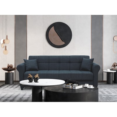 AZUR DARK GREY ΥΦΑΣΜΑ 3ΘΕΣΙΟΣ ΚΑΝΑΠΕΣ-ΚΡΕΒΑΤΙ ΜΕ ΑΠΟΘ.ΧΩΡΟ 210X80X75εκ.
