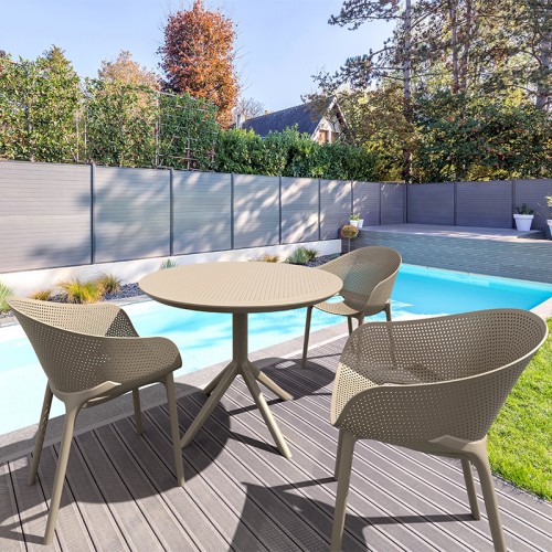 SKY TAUPE Φ105X74εκ. ΤΡΑΠΕΖΙ ΠΟΛ/ΝΙΟΥ Εξωτερικού Χώρου