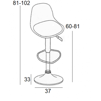Σκαμπό Μπάρ 2τμχ Bar 92 Γκρί Pu/Pp 37x33x110εκ. Τραπεζαρία