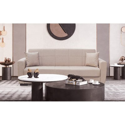 ANIMA LIGHT BROWN ΥΦΑΣΜΑ 3ΘΕΣΙΟΣ ΚΑΝΑΠΕΣ-ΚΡΕΒΑΤΙ ΜΕ ΑΠΟΘ.ΧΩΡΟ 210X80X75εκ.