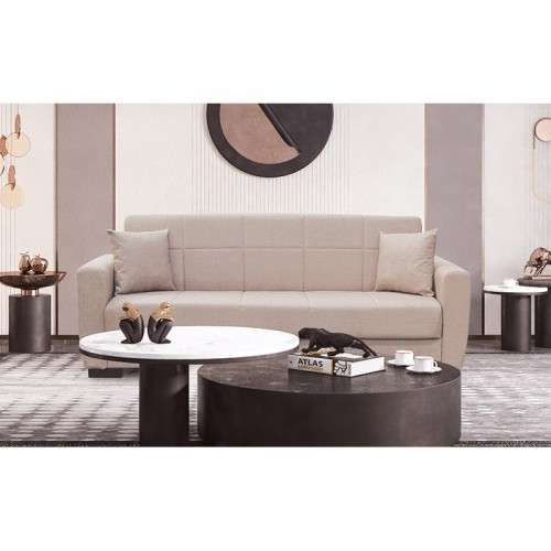 ANIMA LIGHT BROWN ΥΦΑΣΜΑ 3ΘΕΣΙΟΣ ΚΑΝΑΠΕΣ-ΚΡΕΒΑΤΙ ΜΕ ΑΠΟΘ.ΧΩΡΟ 210X80εκ. Σαλόνι