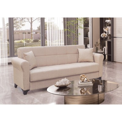 AZUR LIGHT BROWN ΥΦΑΣΜΑ 3ΘΕΣΙΟΣ ΚΑΝΑΠΕΣ-ΚΡΕΒΑΤΙ ΜΕ ΑΠΟΘ.ΧΩΡΟ 210X80X75εκ.