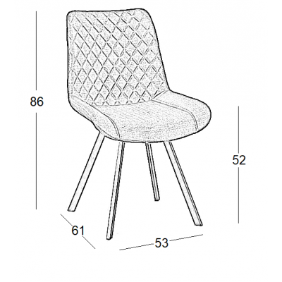 ALESIA S GREY ΥΦΑΣΜΑ ΚΑΡΕΚΛΑ ΜΕΤΑΛΛΙΚΗ 53X61X86εκ.