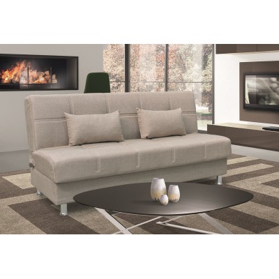 FELINA LIGHT BROWN ΥΦΑΣΜΑ 3ΘΕΣΙΟΣ ΚΑΝΑΠΕΣ-ΚΡΕΒΑΤΙ ΜΕ ΑΠΟΘ.ΧΩΡΟ 182X90X80εκ.