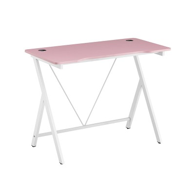 ΓΡΑΦΕΙΟ 100X50X75εκ.ΡΟΖ MDF-ΛΕΥΚΟ ΜΕΤΑΛΛΙΚΟ