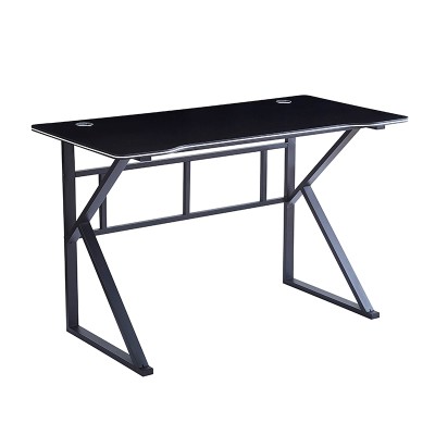 ΓΡΑΦΕΙΟ 120X60X75εκ.ΜΑΥΡΟ MDF-ΜΑΥΡΟ ΜΕΤΑΛΛΙΚΟ