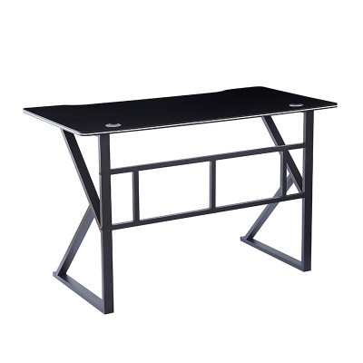 ΓΡΑΦΕΙΟ 120X60X75εκ.ΜΑΥΡΟ MDF-ΜΑΥΡΟ ΜΕΤΑΛΛΙΚΟ