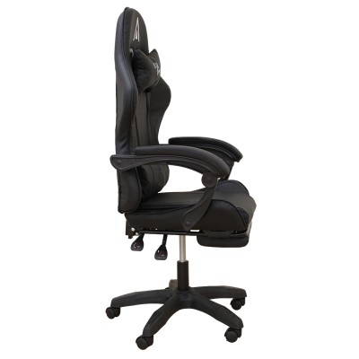 A9950 ΜΑΥΡΟ PVC ΠΟΛΥΘΡΟΝΑ GAMING-ΜΕ ΥΠΟΠΟΔΙΟ 61Χ62Χ45-118-54-127εκ.